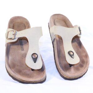CUSHIONAIRE Size 8.5M Beige/Stone LEAH Cork Footbed Toe Post Comfort Sandals